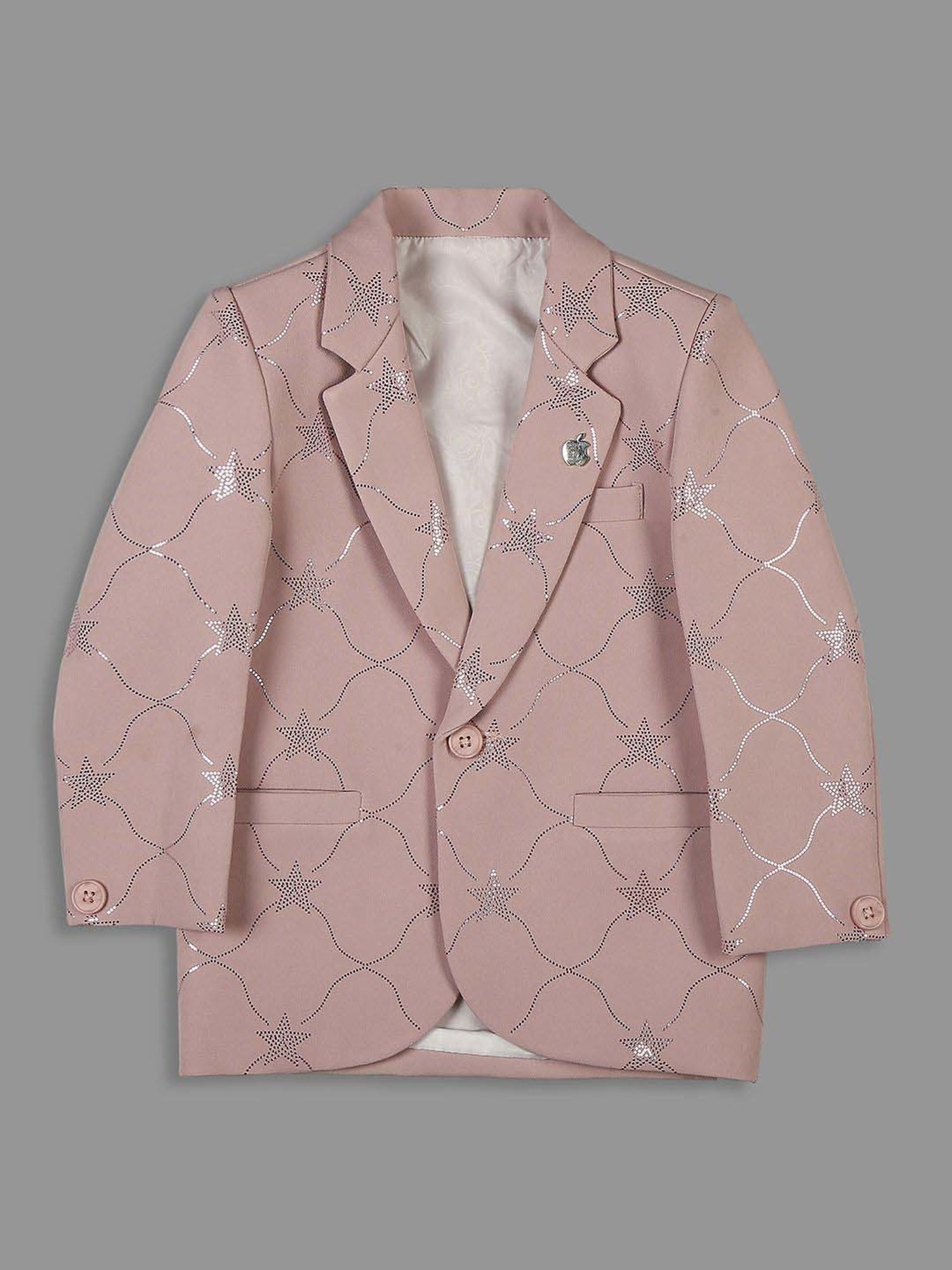 Fourfolds Boys Blue & White Solid Full Sleeves Suit Set