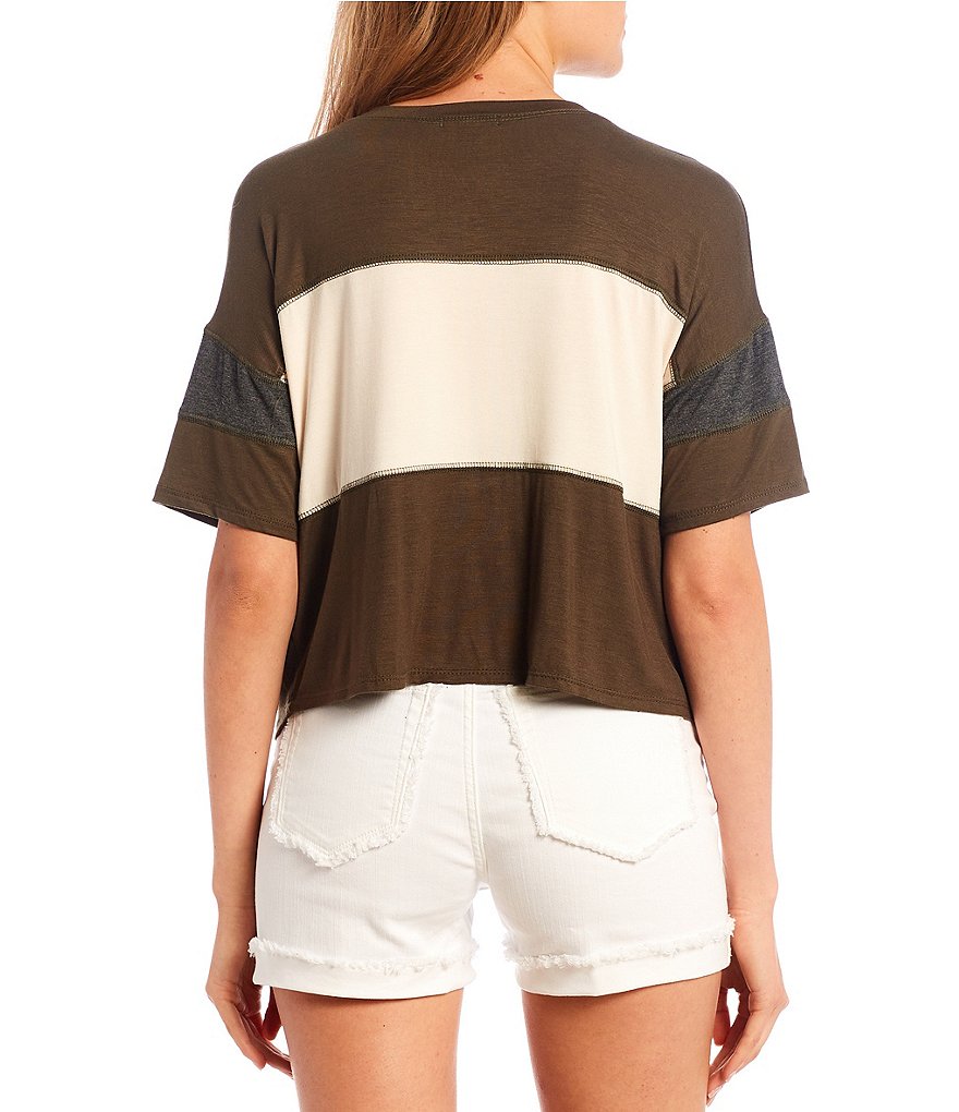 Moa Moa Colorblock Slouchy Short Sleeve Tee