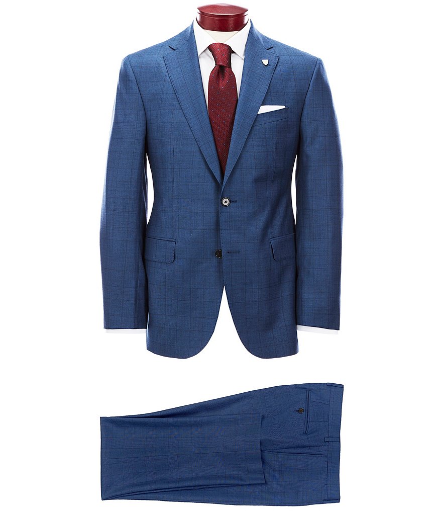 Cremieux Modern Fit Large Blue Plaid Wool Suit