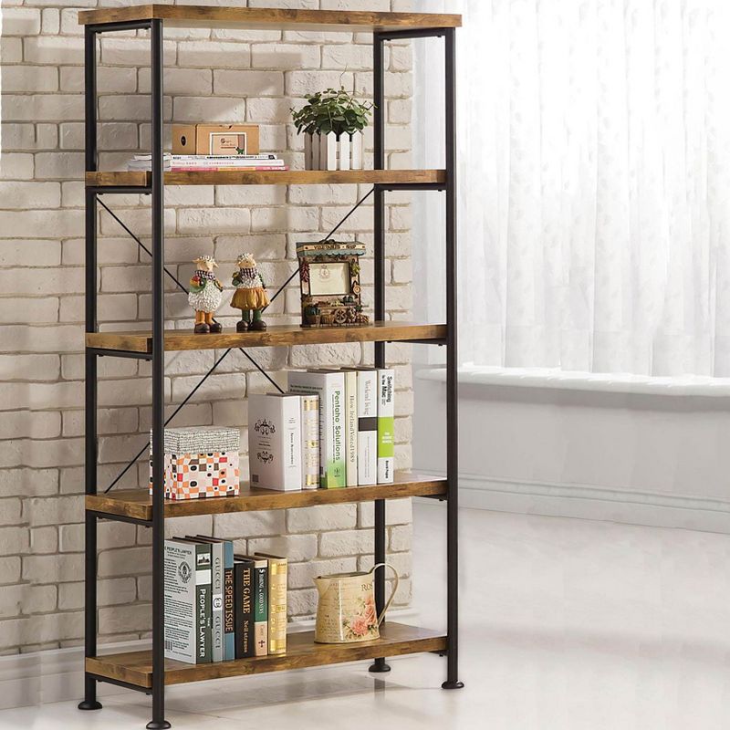 Coaster Furniture Barritt Collection 5 Shelf Bookcase Shelf, Antique Nutmeg