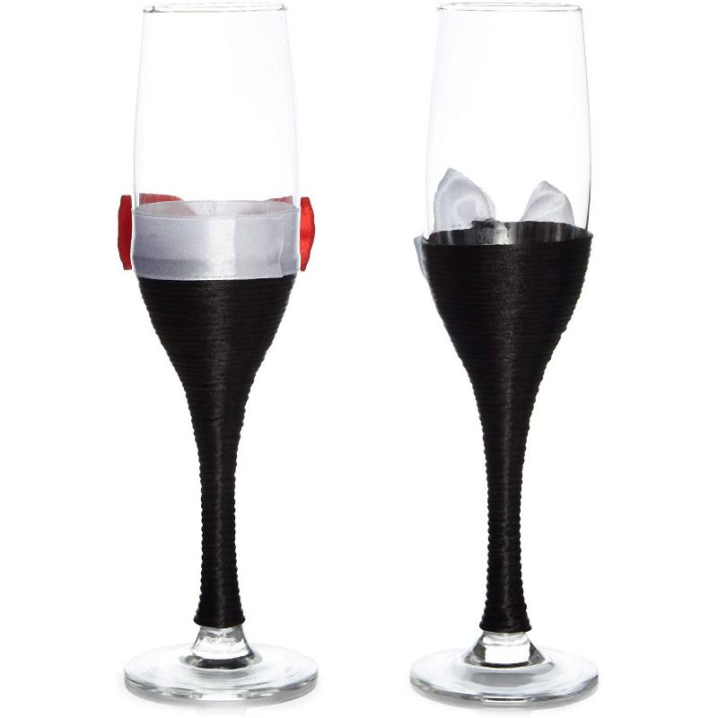 Sparkle and Bash Set of 2 Mr and Mr Champagne Flutes Glasses, Same Sex Wedding Decorations