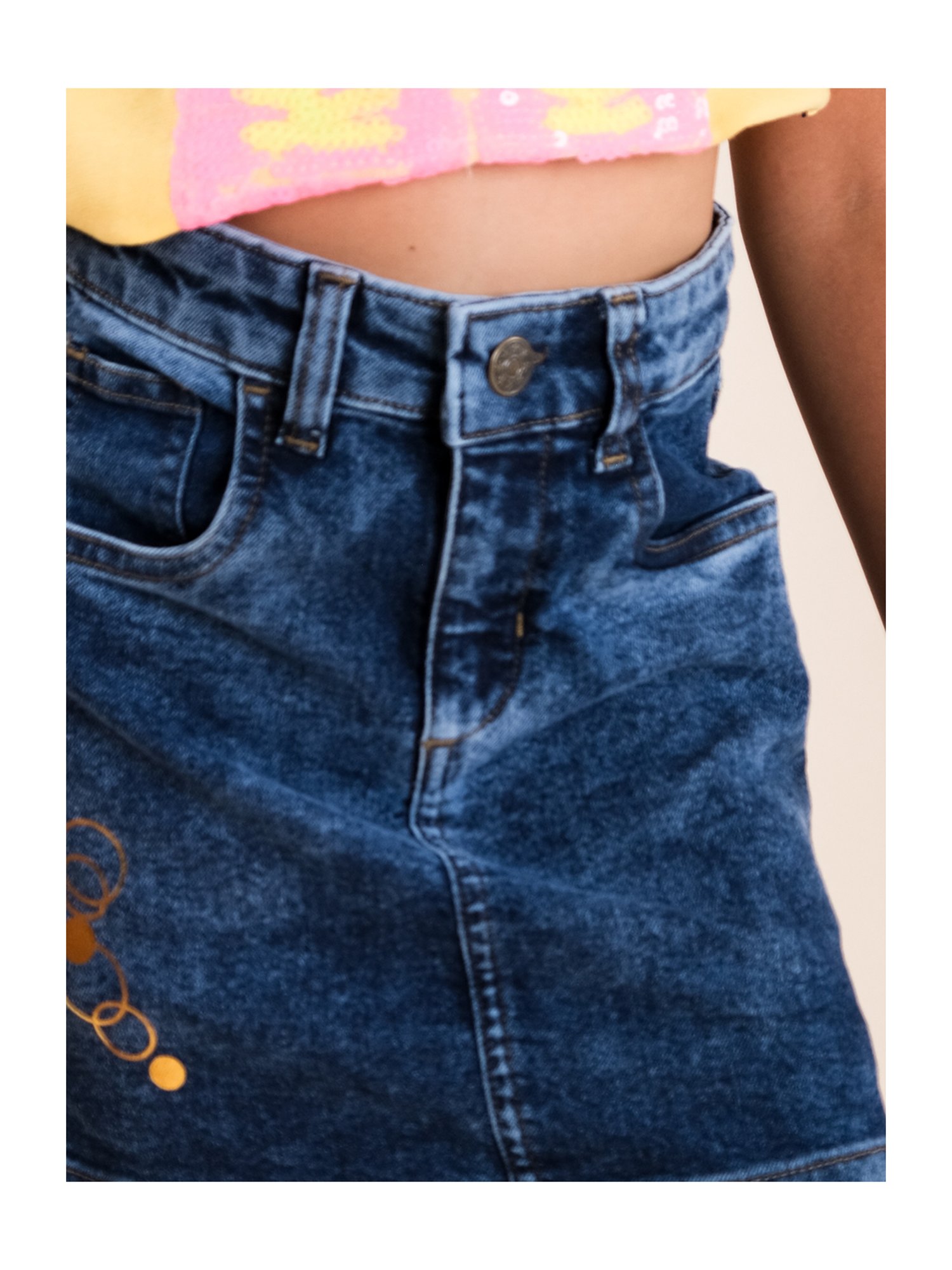 Kiddopanti Kids Blue Printed Skirt