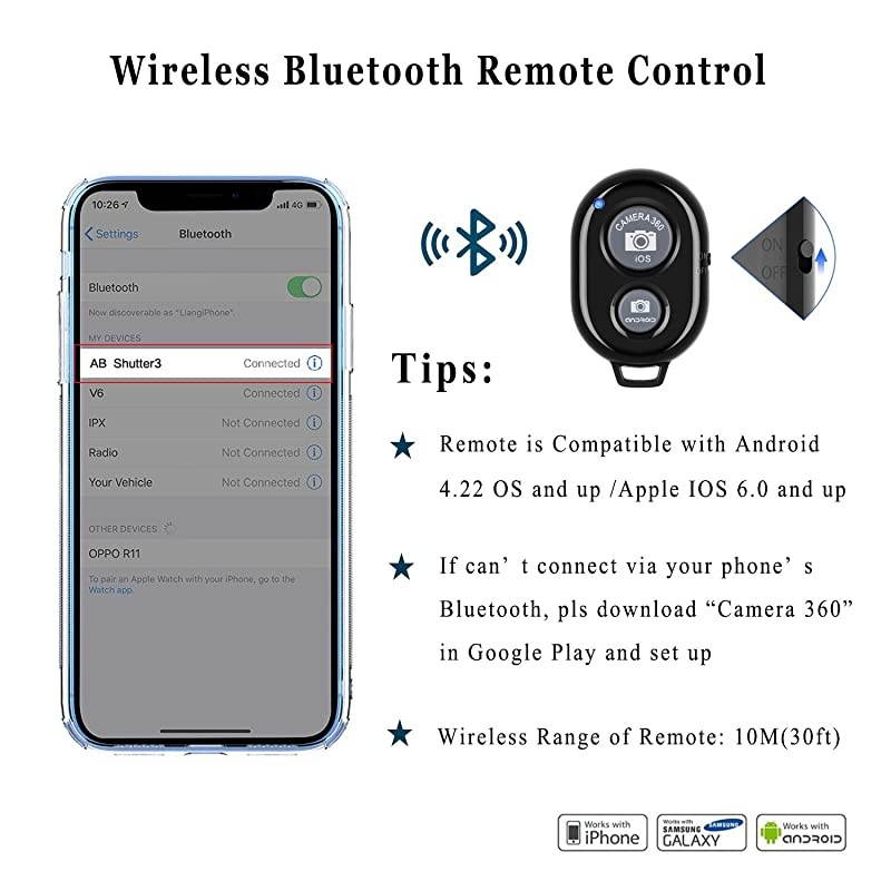 Phone Tripod Stand,  Flexible Cell Phone Selfie Stick Tripod with Wireless Remote Control Camera Tripod Stand Holder Mount and Phone Clip for iPhone, Android Phone, DSLR Sports Camera