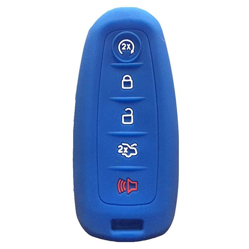 New Navy Blue Silicone Key Fob Case Cover Smart Key Case Shell Key Protector Key Jacket For Lincoln Ford 5 Buttons