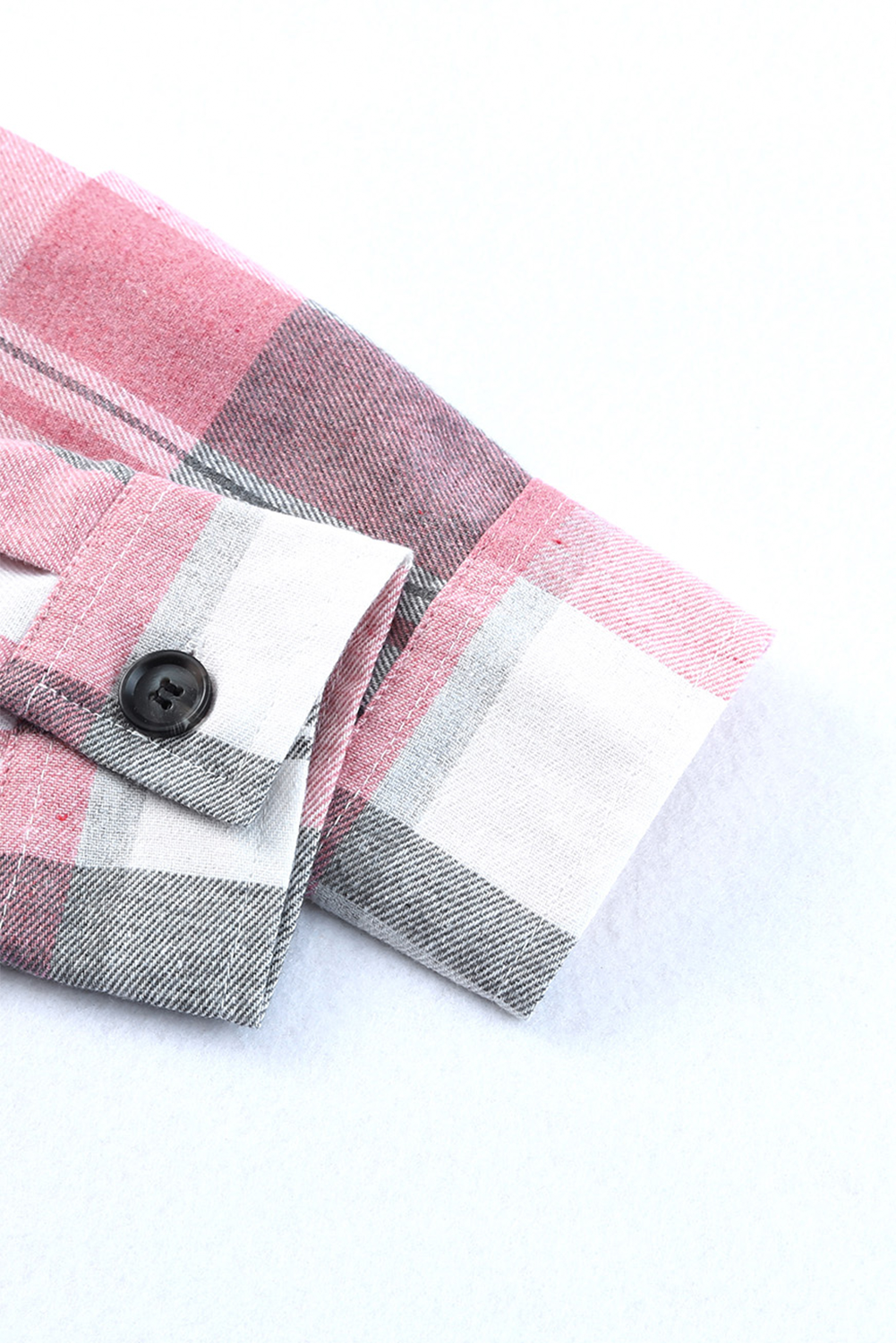 Pink Long Sleeve Collared Button Up Flannel Shacket