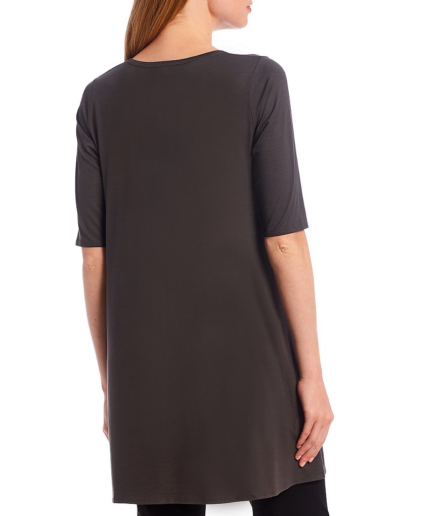 Eileen Fisher Jersey Elbow Sleeve Scoop Neck Tunic