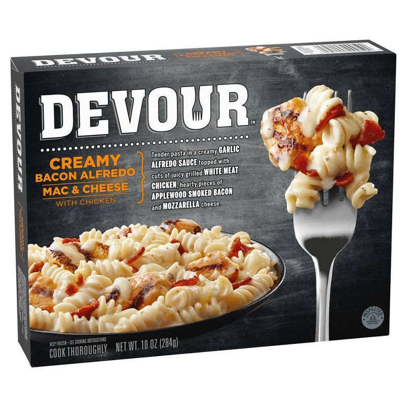 Devour Frozen Creamy Bacon Alfredo Mac & Cheese with Chicken - 10oz