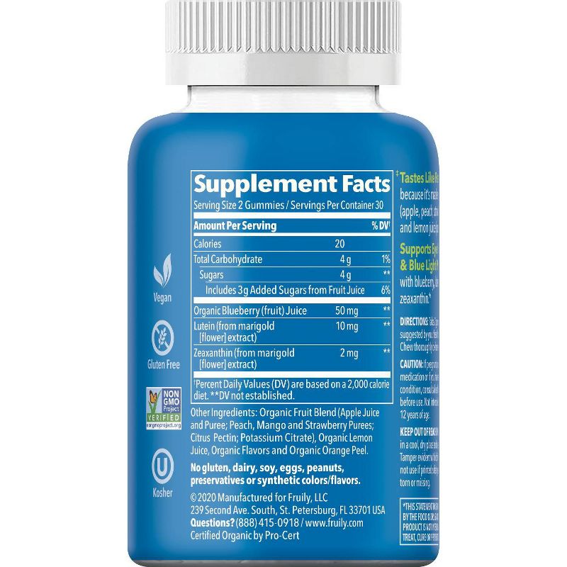 Fruily Organic Lutein Eyesight Real Fruit Gummy - 60ct