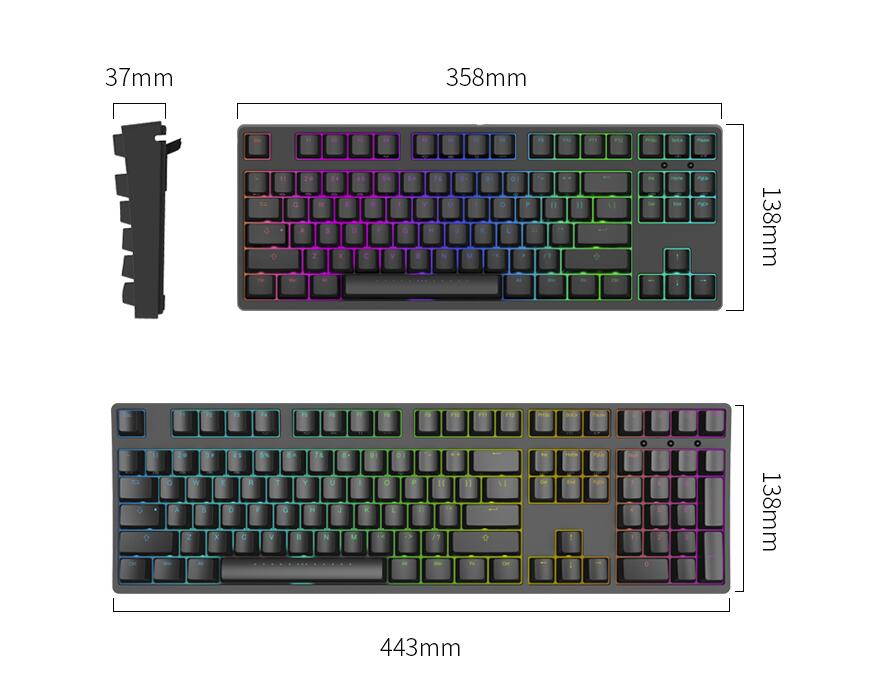 iKBC  F87-RGB Cool Exterior TKL USB Wired RGB N-key Rollover Mechanical Keyboard  For Office And Game, Cherry MX  Silver - Black