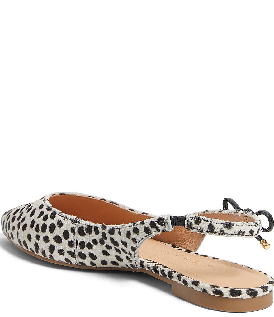 Jack Rogers Serena Dotted Animal Print Calf Hair Bow Sling Back Flats