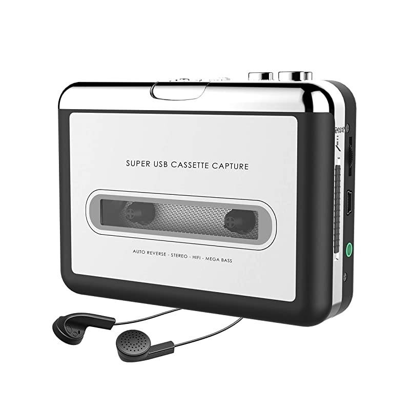 Updated Cassette to MP3 Converter, USB Cassette Player from Tapes to MP3, Digital Files for Laptop PC and Mac with Headphones from Tapes to Mp3 New Technology,Silver