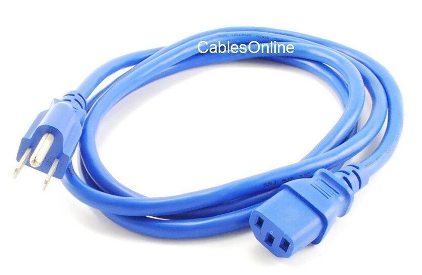 6ft 3-Conductor AC Power Cable, 18AWG, NEMA 5-15P to IEC C13, Blue, PC-306BL