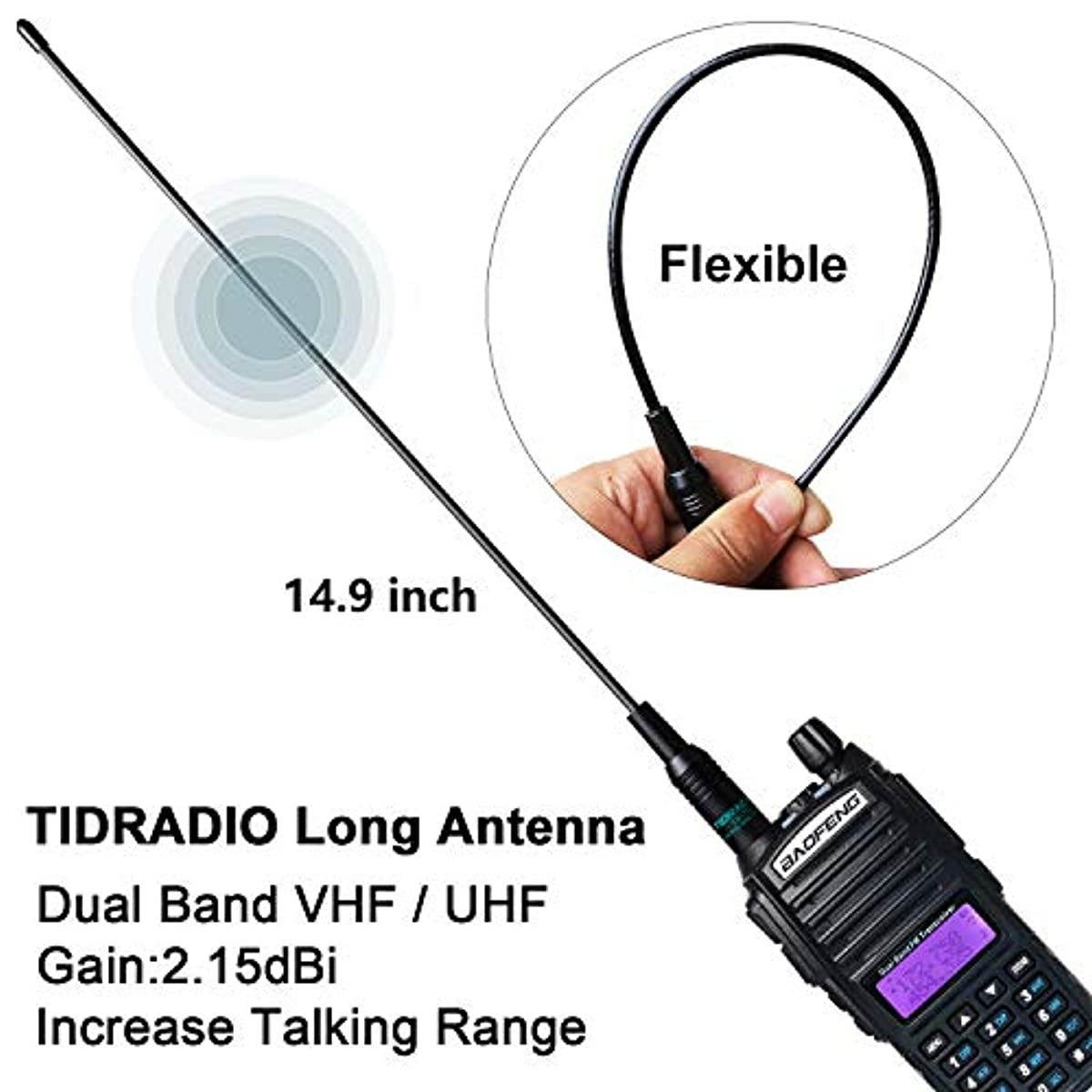 BaoFeng UV-82 BaoFeng Radio Ham Radio 2 Way Radio with Driver Free Progrmming Cable and Long Antenna(5 Pack-Black)