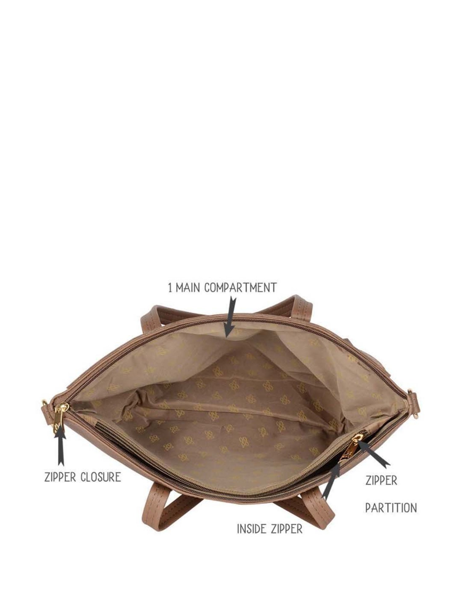 Baggit Brown Printed Medium Tote Handbag