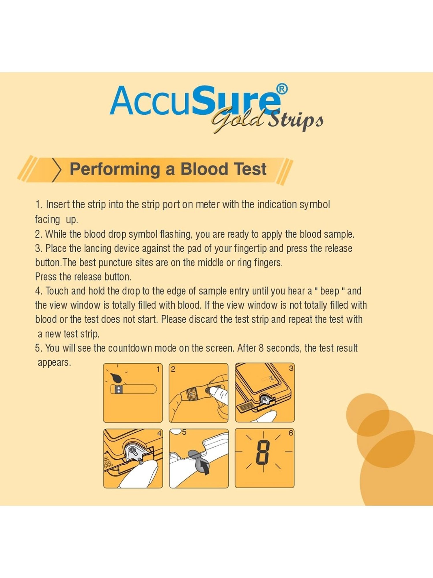 AccuSure Gold Glucometer Test Strips, Pack of 2 | 50 Glucometer Strips