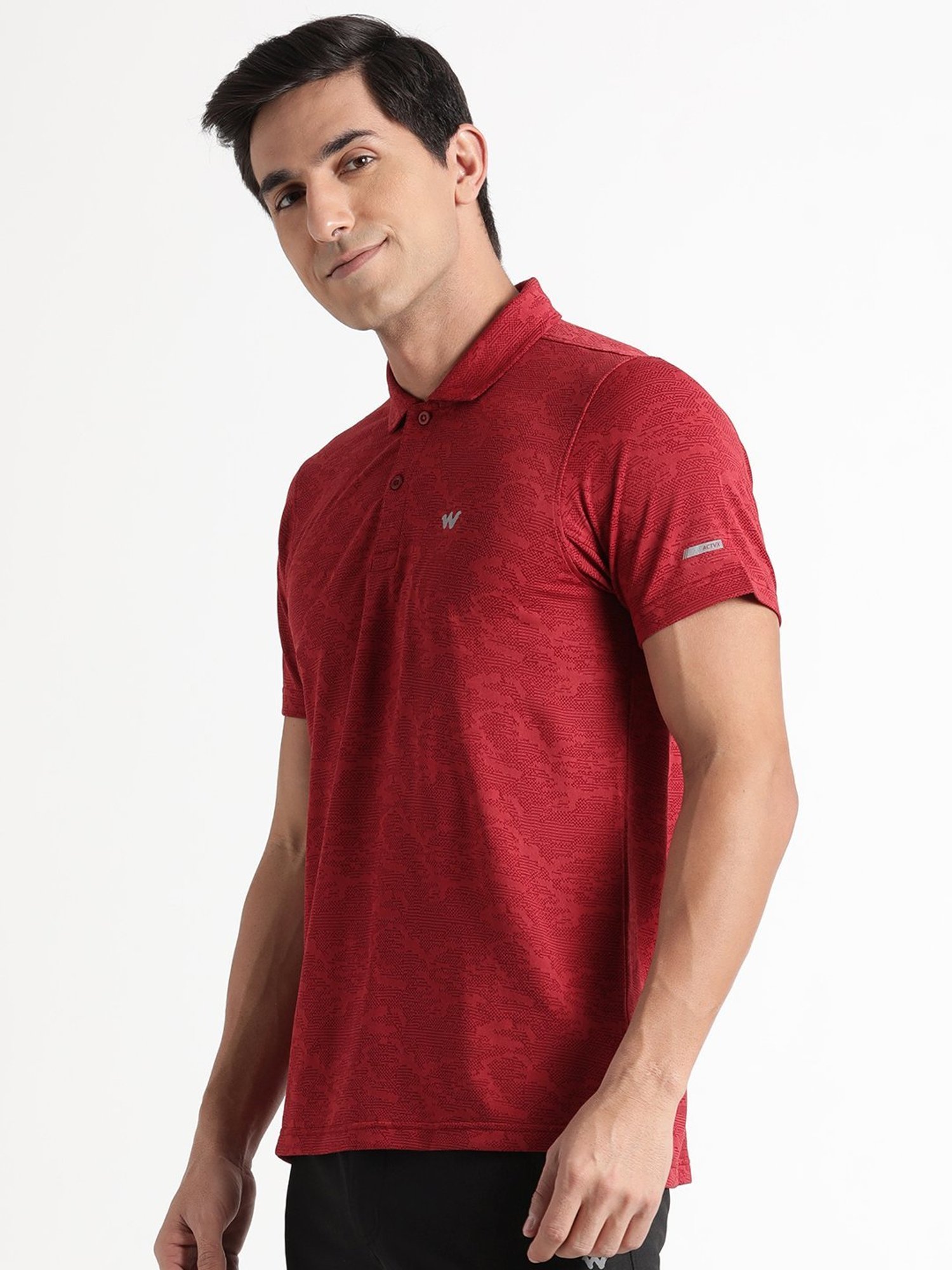 Wildcraft Maroon  Regular Fit Printed Sports T-Shirt