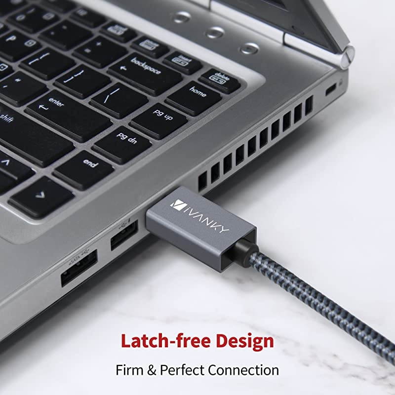 DisplayPort to DisplayPort Cable 66ft  4K DisplayPort 12 Cable 4K60Hz 2K165Hz 2K144Hz Nylon Braided High Speed DP Cable Compatible with PC Laptop TV Grey