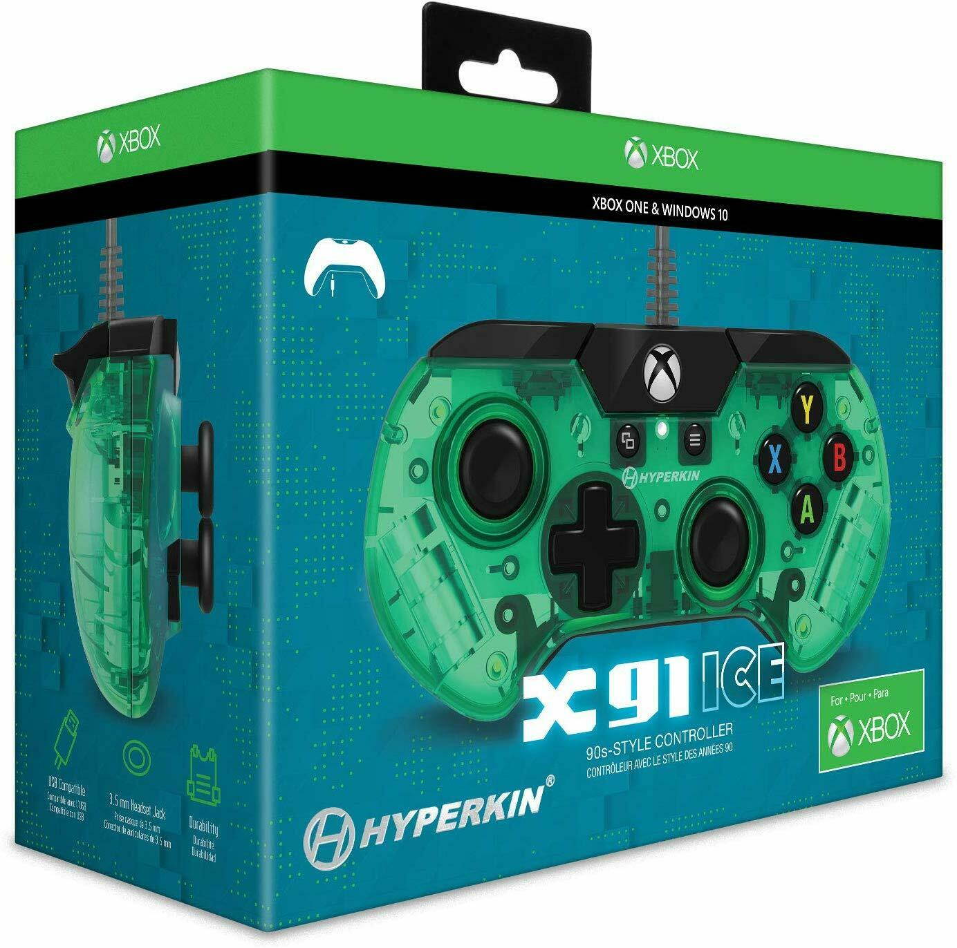 Hyperkin X91 Ice Wired Controller for Xbox One/ Windows 10 PC (Aqua Green) - Officially Licensed By Xbox