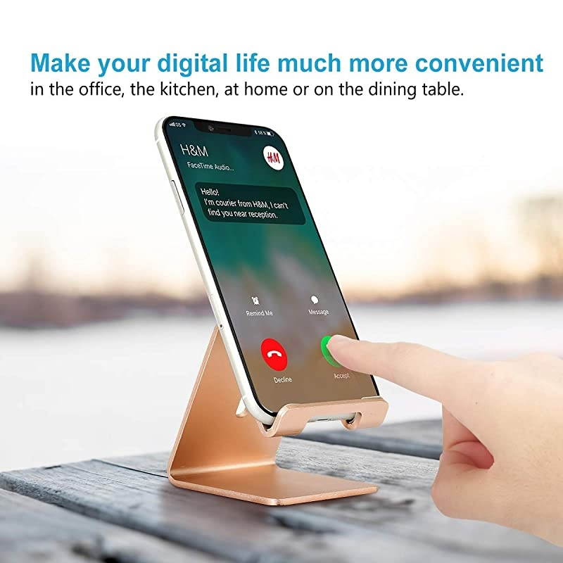 Cell Phone Stand Holder Aluminum Phone Dock Cradle Compatible with Switch, All Android Smartphone, for iPhone 12 11 Pro Xs Xs Max Xr X 8 7 6 6s Plus 5 5s 5c, Accessories (Gold)