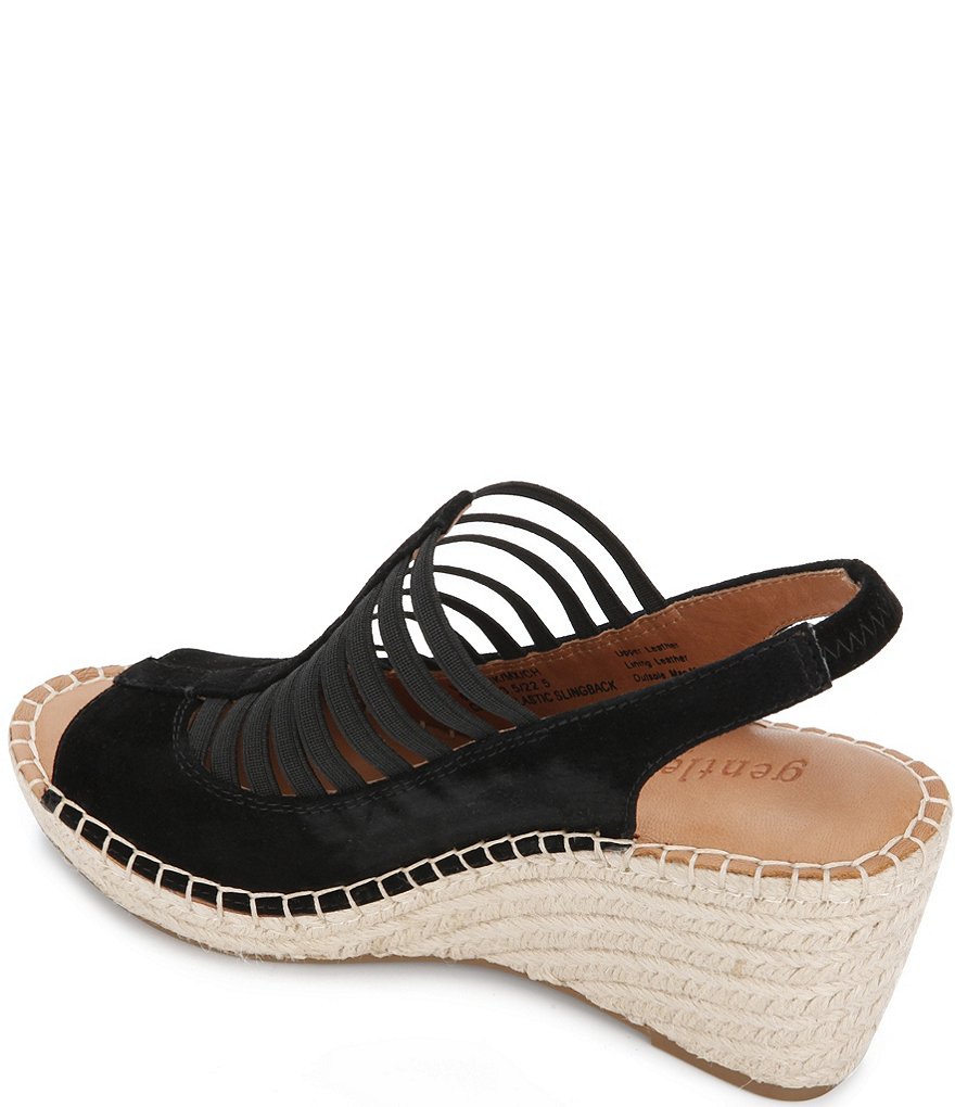 Gentle Souls Charli Elastic Suede Sling Back Espadrille Wedges