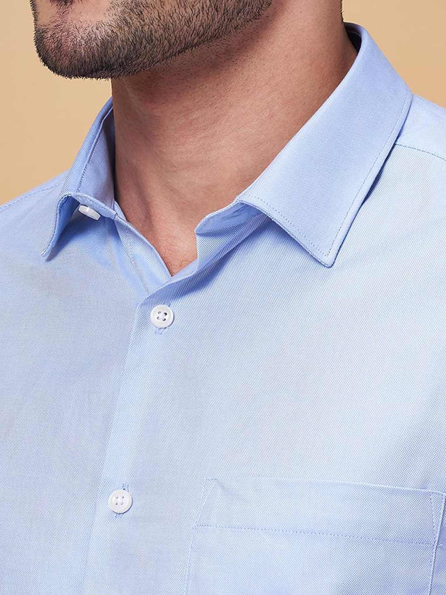 Peregrine by Pantaloons Light Blue Cotton Slim Fit Shirt