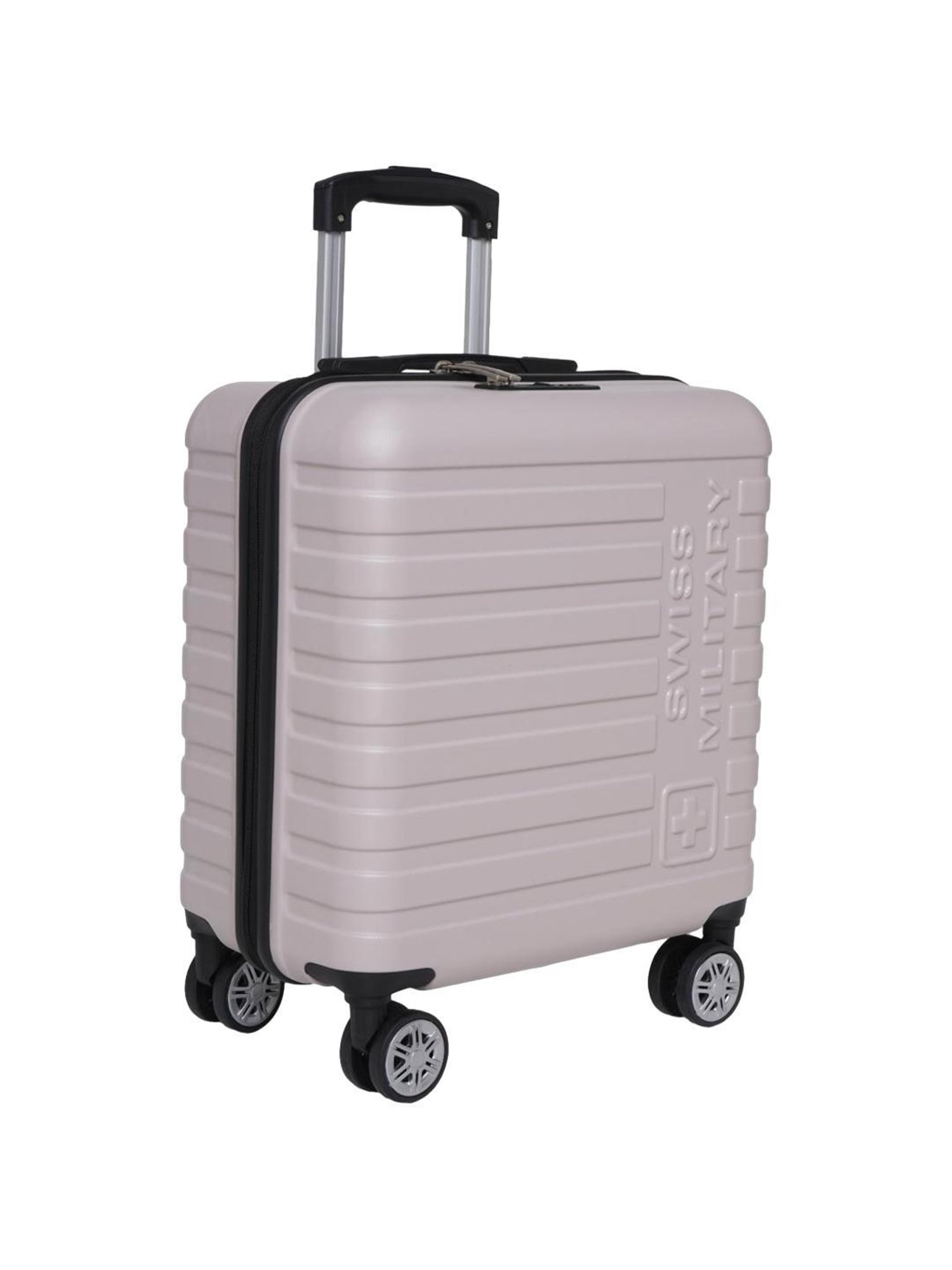 Swiss Military Dapper Ivory Textured Hard Overnighter Trolley Bag - 38 Cms