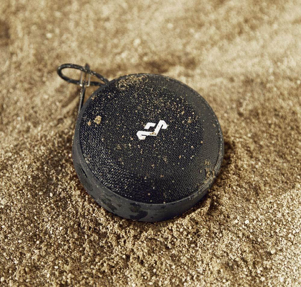 House of Marley, No Bounds Outdoor Speaker | 10-Hour Battery, Water & Dust-Proof (IP67), Buoyant, Carabiner, Quick Charge, Charging Cable, Aux-In, Wireless Dual Speaker Pairing, Speaker phone | Black