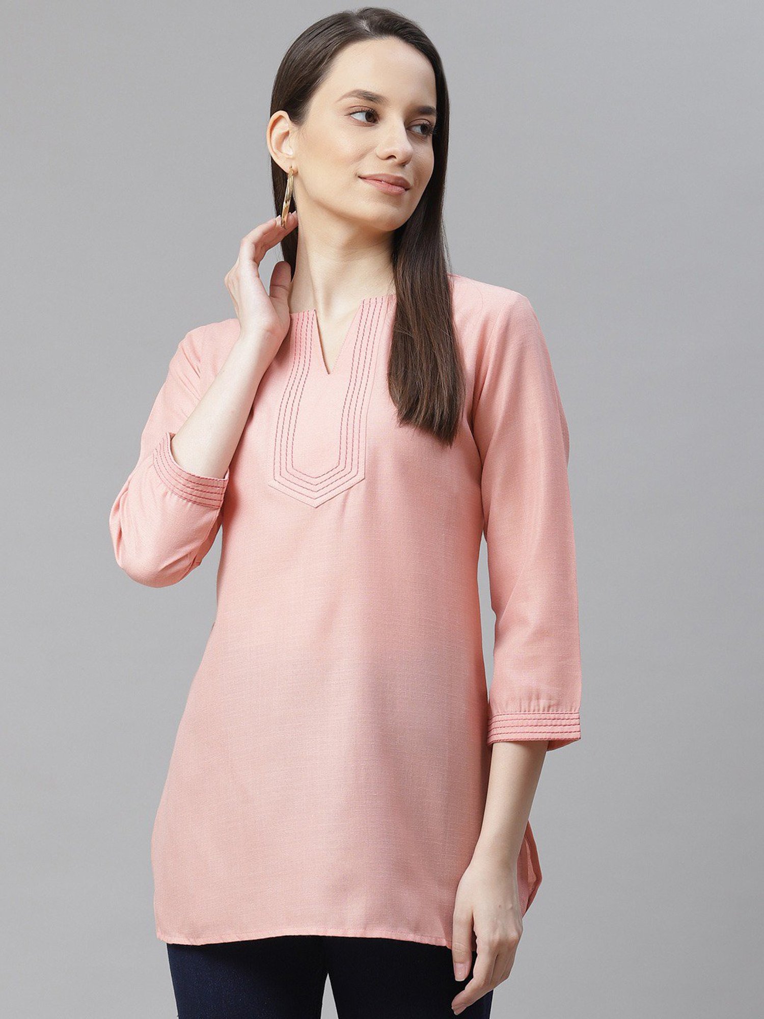 Cottinfab Peach Regular Fit Cotton Tunic