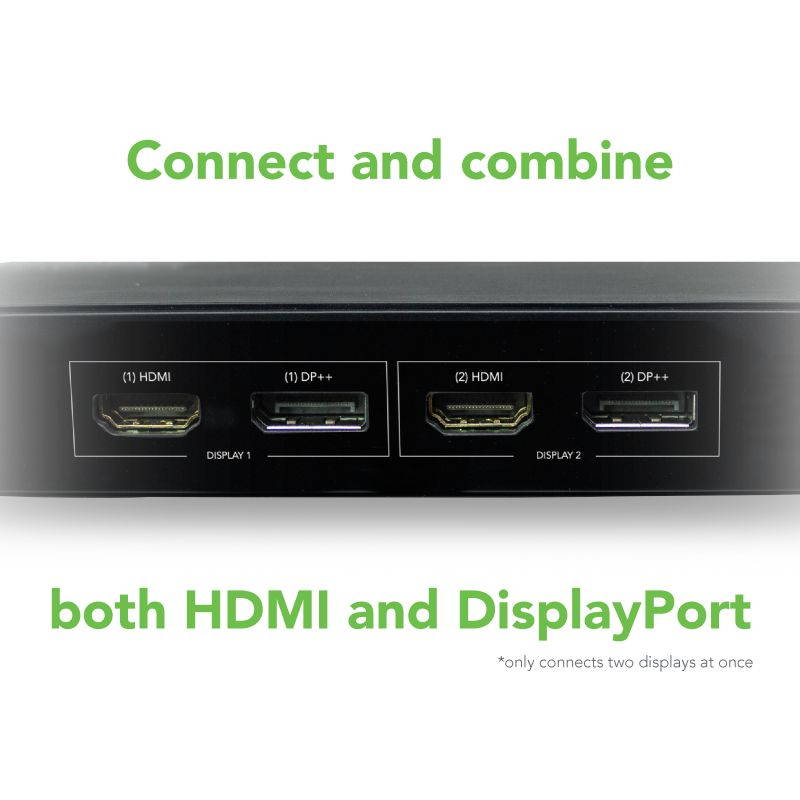 Plugable USB 3.0 Dual 4K Display Horizontal Docking Station with DisplayPort and HDMI for Windows and Mac (Dual 4K DisplayPort & HDMI, Gigabit Ethernet, Audio, 6 USB Ports)