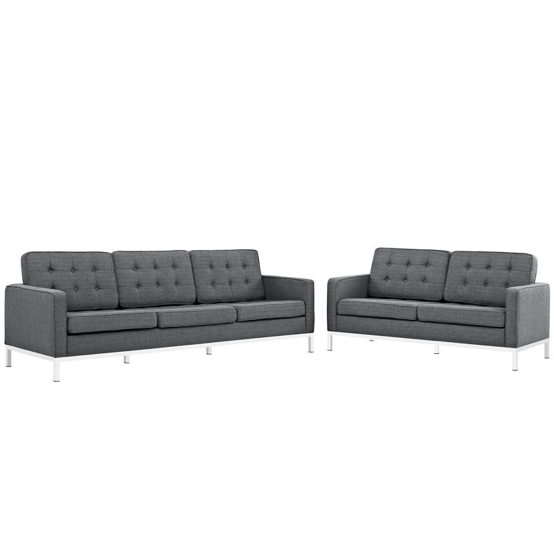 Set of 2 Loft Living Room Set Upholstered Fabric Gray - Modway