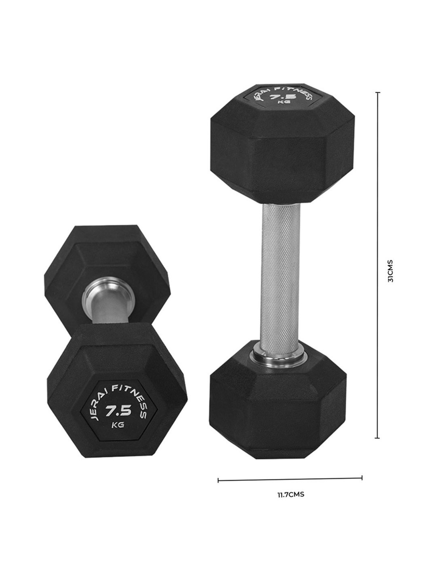 Jerai Fitness JDDK7.5 Diamond Cut Dumbbells (Black)