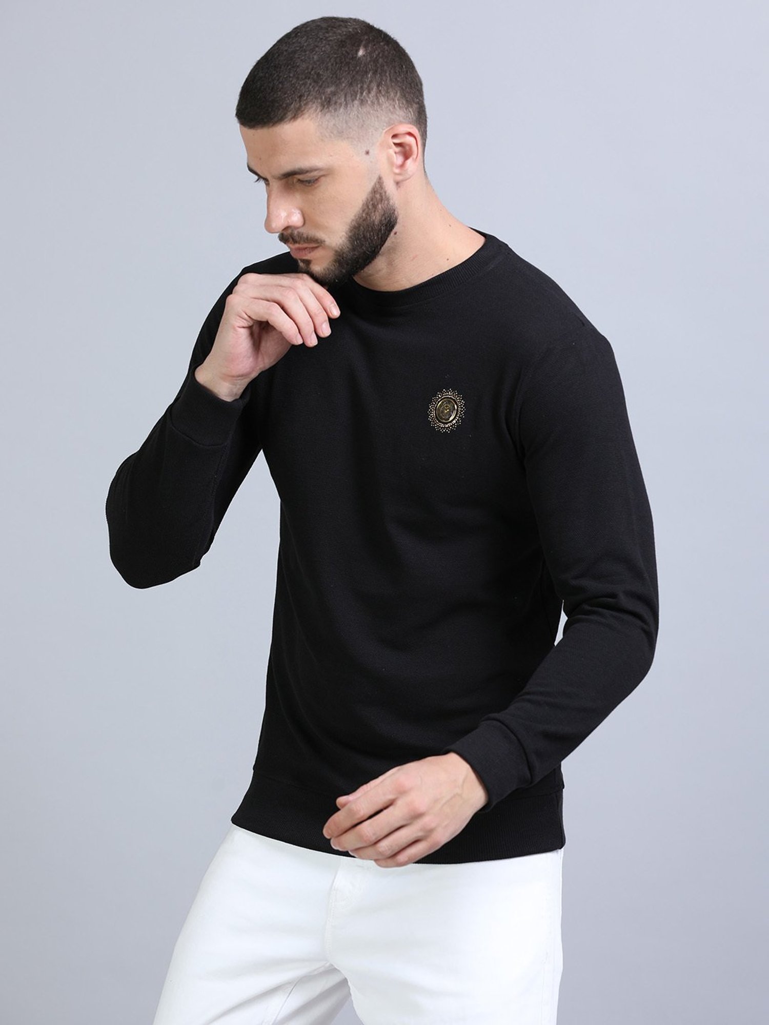 Forca Black Regular Fit Printed Sweatshirt