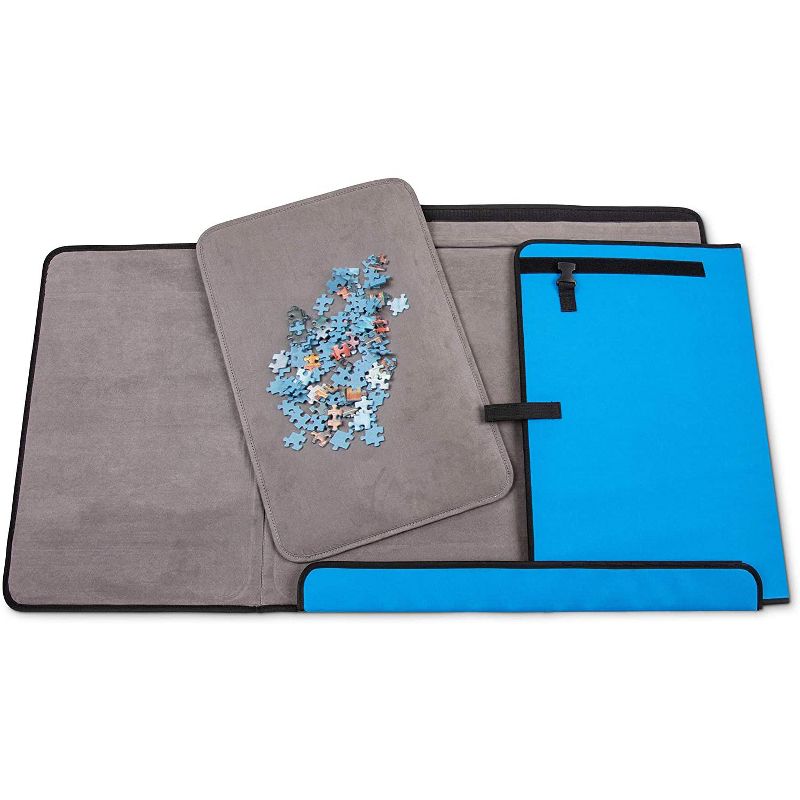 Jumbl 1500-Piece Puzzle Caddy | Portable Jigsaw Puzzle Mat, Organizer, Storage & Travel Case with Non-Slip Felt Surface, [2] Removable Panels for Sorting, Easy Velcro, Folding Design & Carry Handle