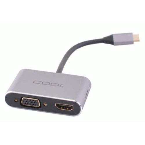 CODi 4-in-1 USB-C Display Adapter (A01063) - Connect Your Displays Via HDMI, VGA or USB