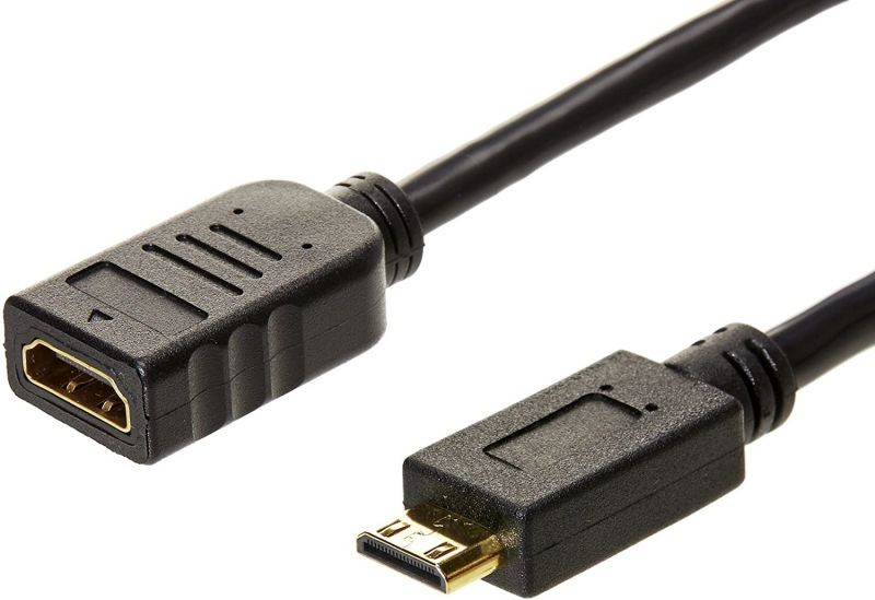 Amazon Basics Mini HDMI Male to HDMI Female Converter Adapter Cable - 6-Inch 1-Pack