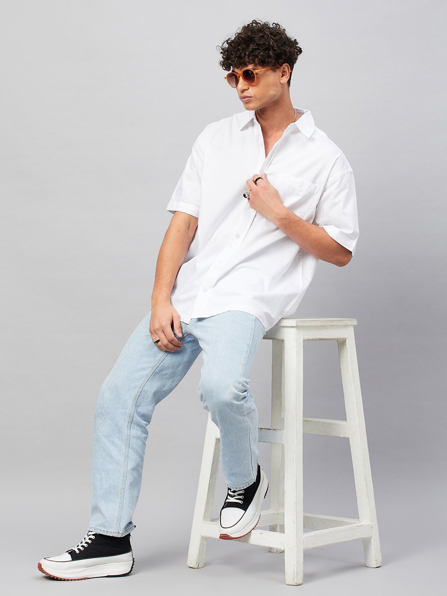 CHIMPAAANZEE White Loose Fit Oversized Shirt