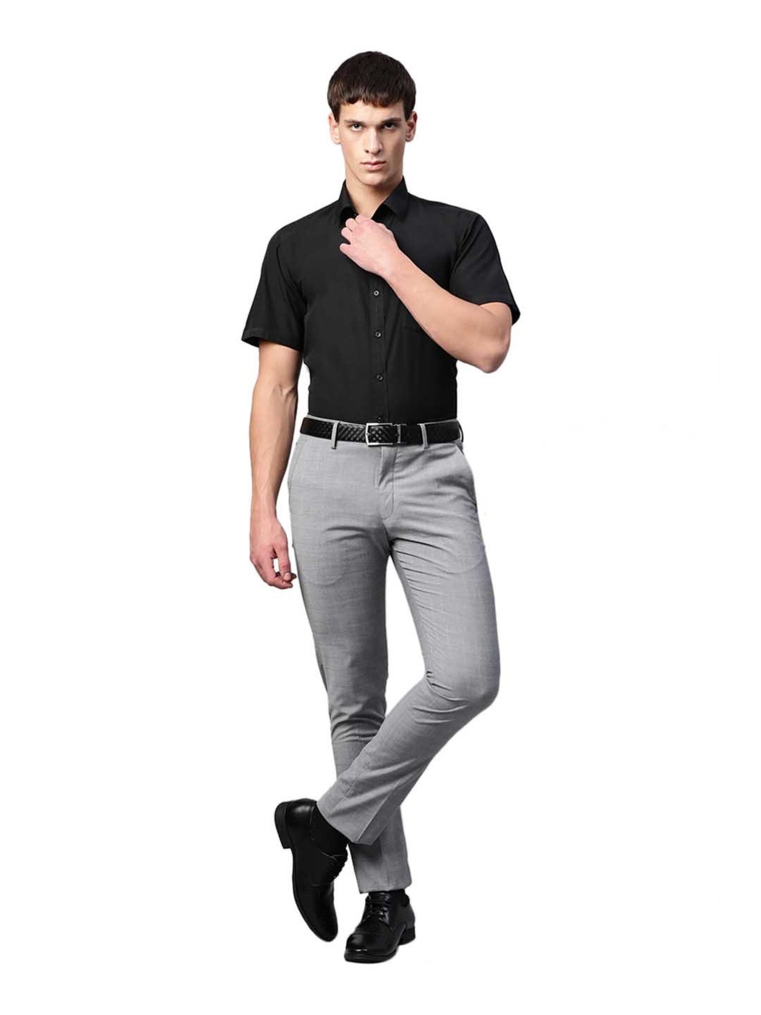 English Navy Black Short Sleeves Shirt