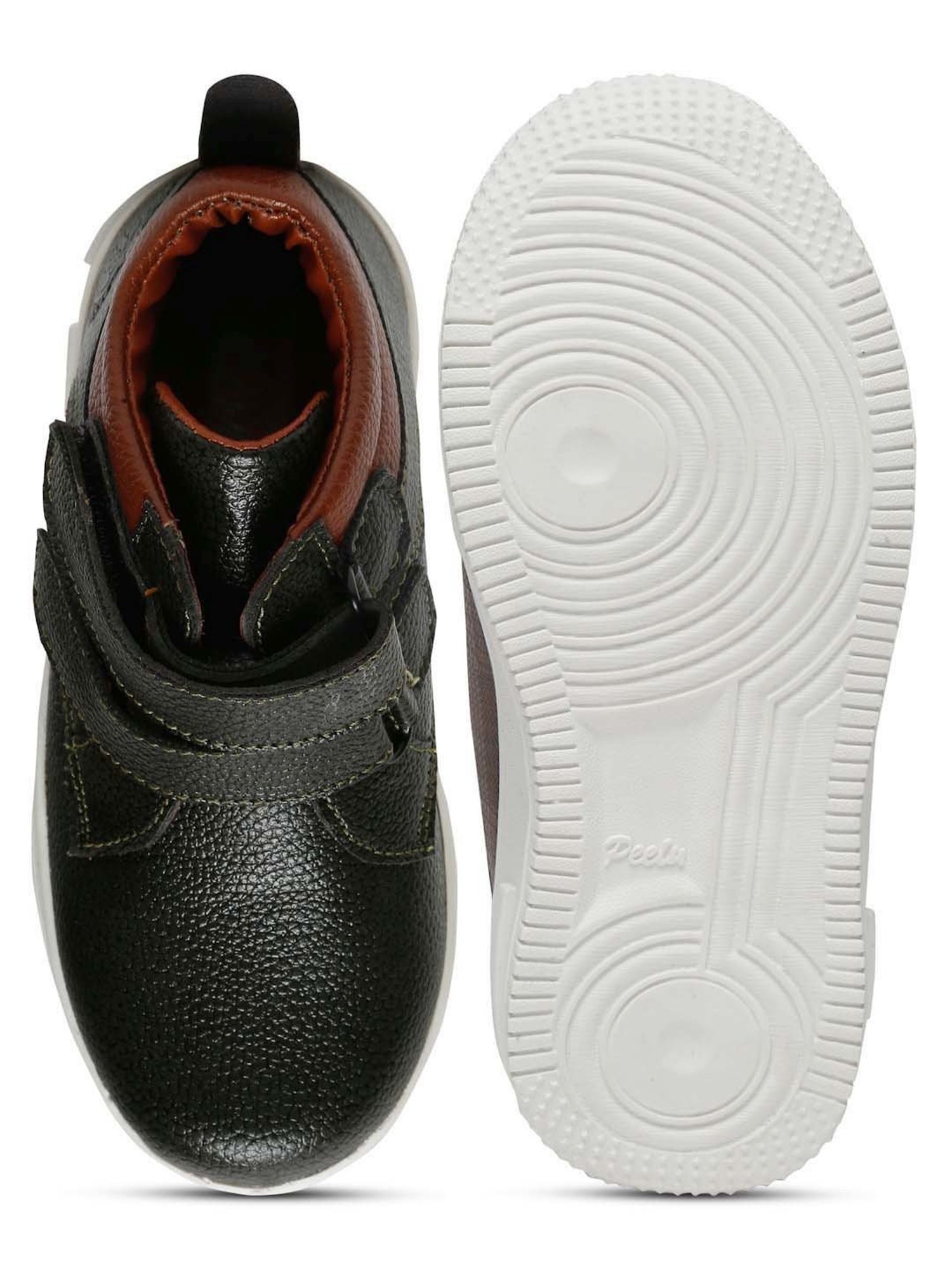 Tiny Bugs Kids Black & Tan Casual Sneakers