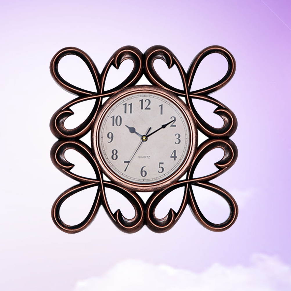 Vintage Dial Clock European Hollowed-out Silent Clock 3D Large Decorative Wall Clock for Living Room Bedroom Kitchen(Golden)