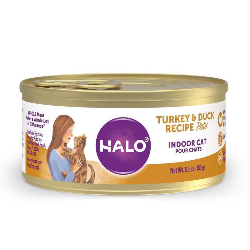 Halo Grain Free Indoor Paté Wet Cat Food Turkey & Duck Recipe - 12ct Pack
