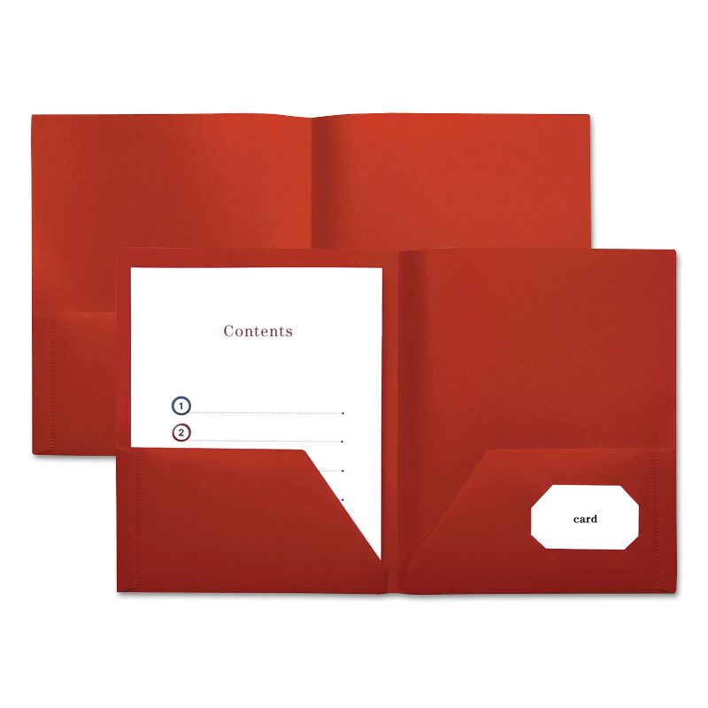 Smead Pressboard Folders with Two Pocket Dividers Legal Six-Section Red 10/Box 19079
