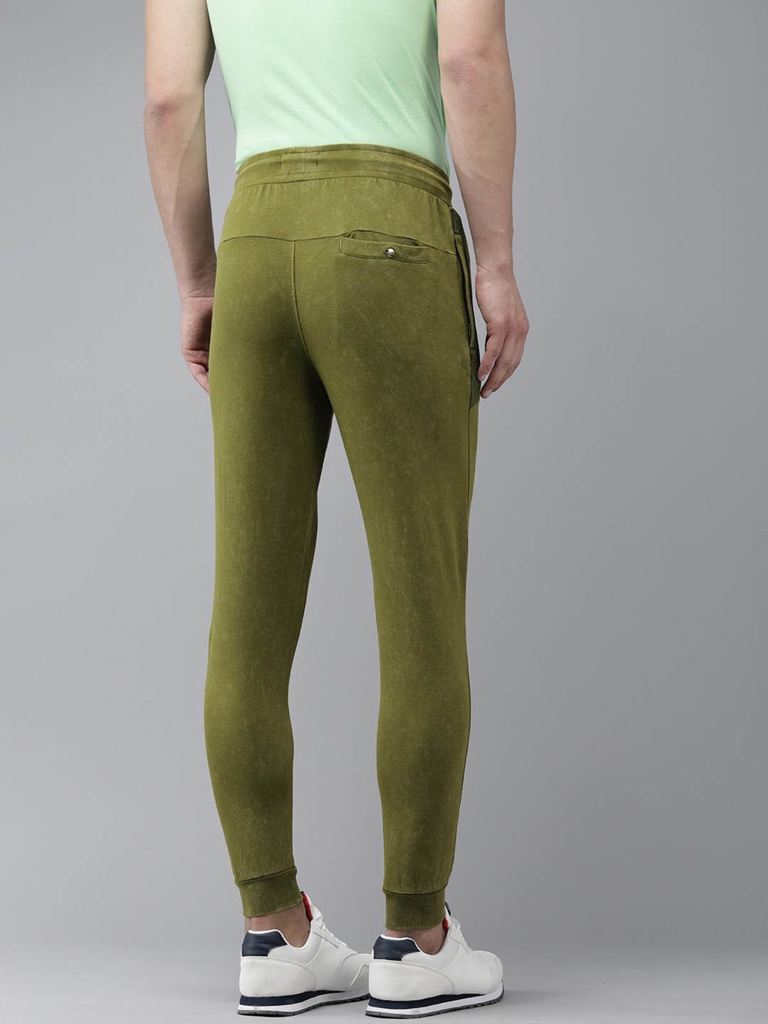 The Bear House Green Cotton Slim Fit Joggers
