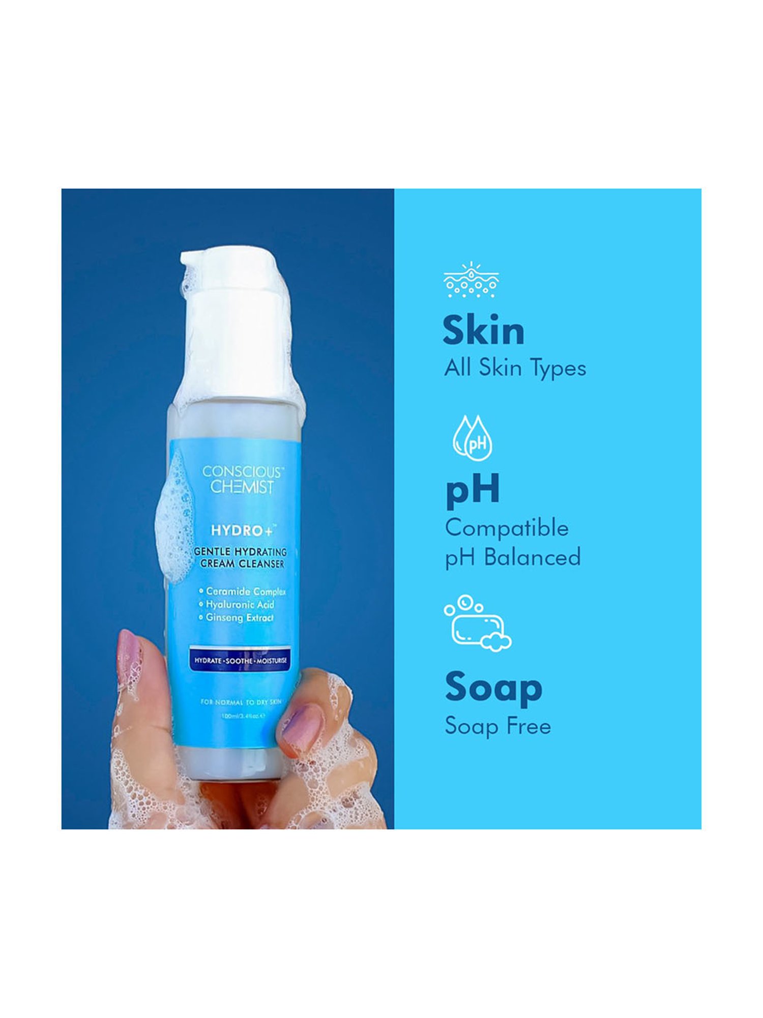 Conscious Chemist Hydro+ Gentle Hydrating Cream Cleanser - 100 ml