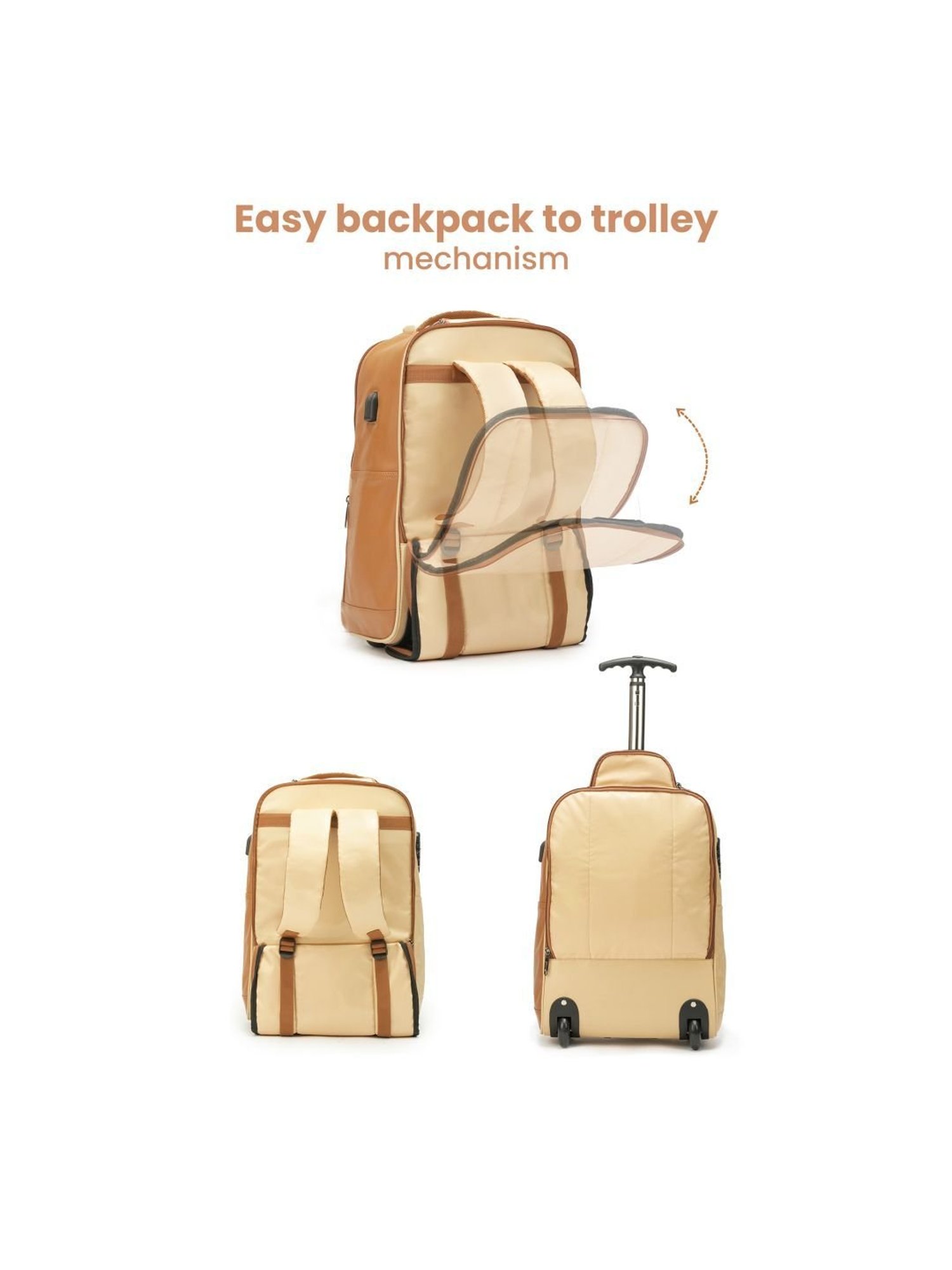 Assembly 30 Ltrs Beige Large Laptop Backpack Trolley Bag