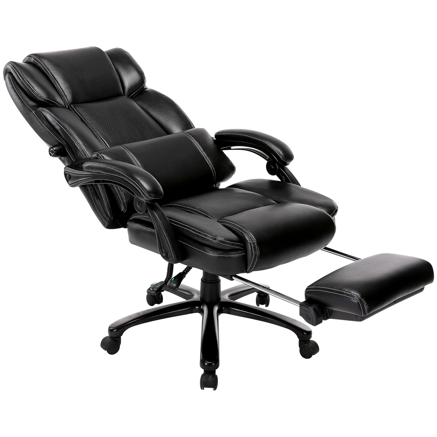 STARSPACE Big and Tall Reclining Office Chair - High Back Executive Computer Desk Chair with Adjustable Built-in Lumbar Support, Angle Recline Locking System and Footrest, Thick Padding for Comfort