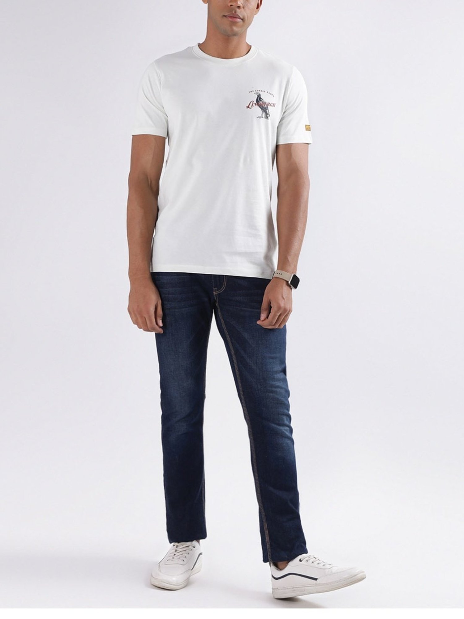 Lindbergh White Cotton Regular Fit T-Shirt