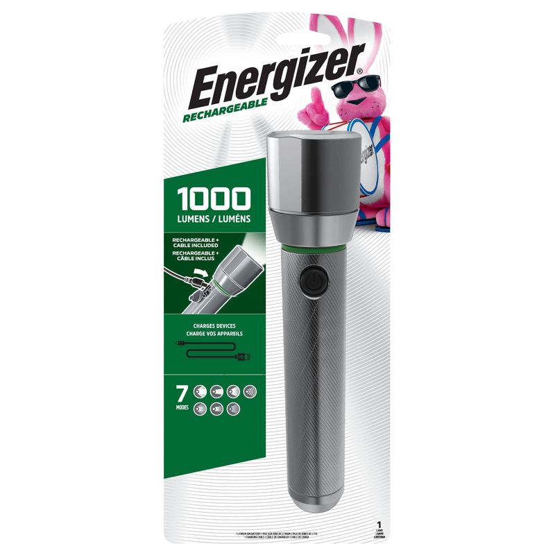 Energizer Vision HD Rechargeable Metal LED FlashLight Silver