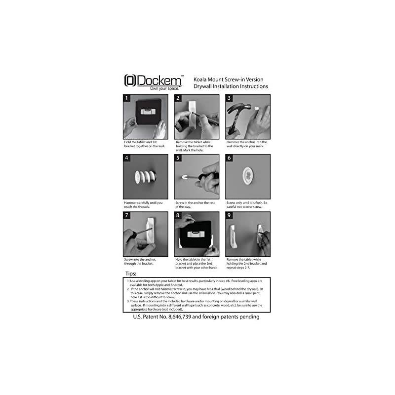 Koala Tablet Wall Mount Dock by  for iPad AirMiniPro Samsung Galaxy TabNote Nexus 710 and More Black Brackets Screwin Version