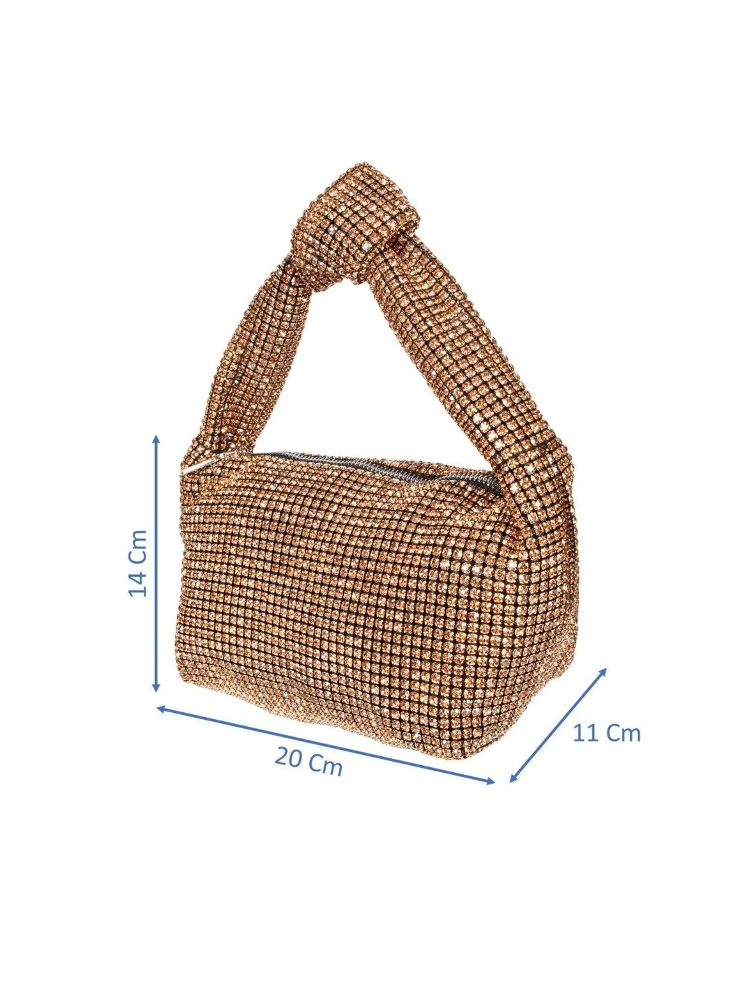 SASSORA RIM Gold Leather Embellished small Handbag