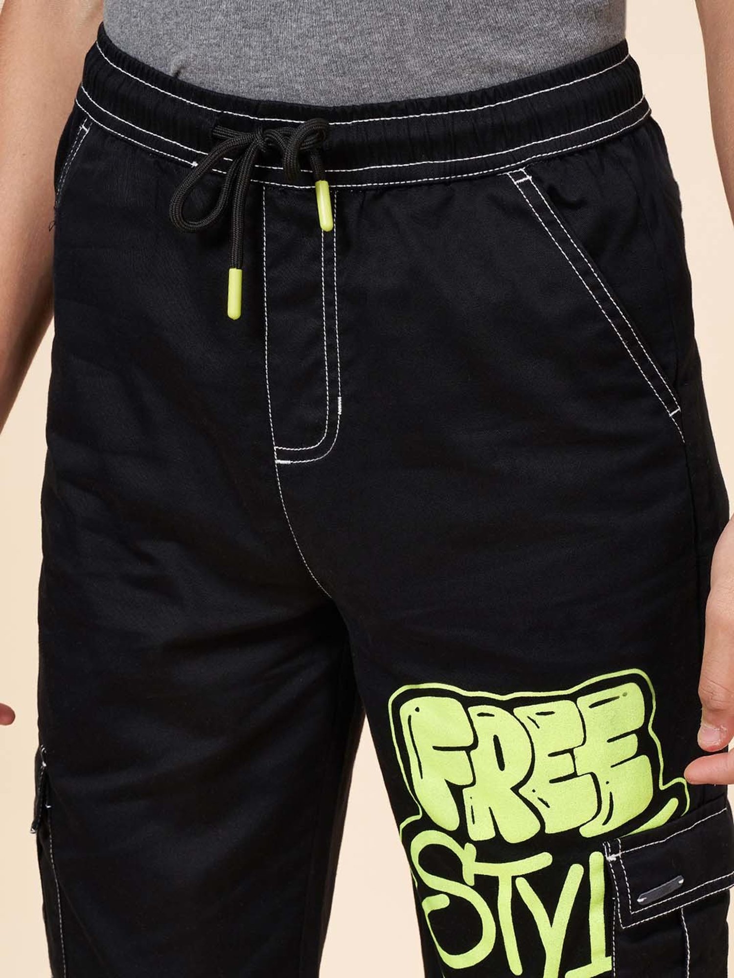 Coolsters by Pantaloons Boys Black Cotton Printed Shorts